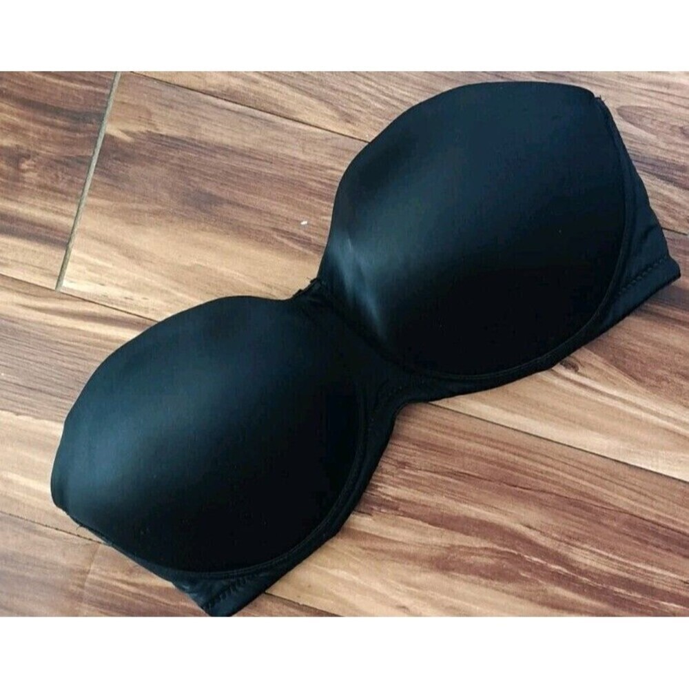 Ashley Stewart Strapless Bra Size 42DDD BLACK Underwire Full Coverage No Straps